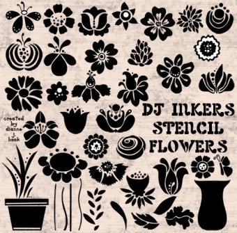 Stencil Flowers Clip Art Download