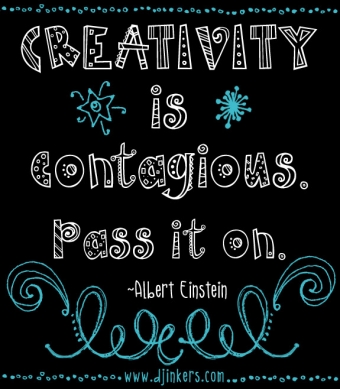 "Creativity is contagious. Pass it on." Quote shown with DJ Addie font