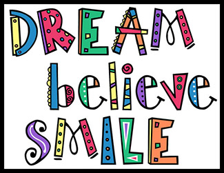 Dream, Believe, Smile Clip Art Download