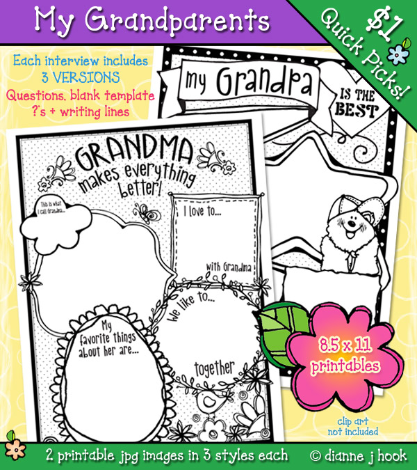 Make a smile for grandma or grandpa with these interview pages by DJ Inkers