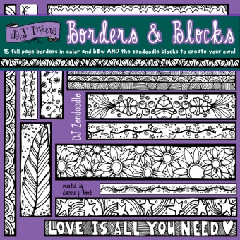 Zen-Doodle Borders and Blocks Clip Art by DJ Inkers