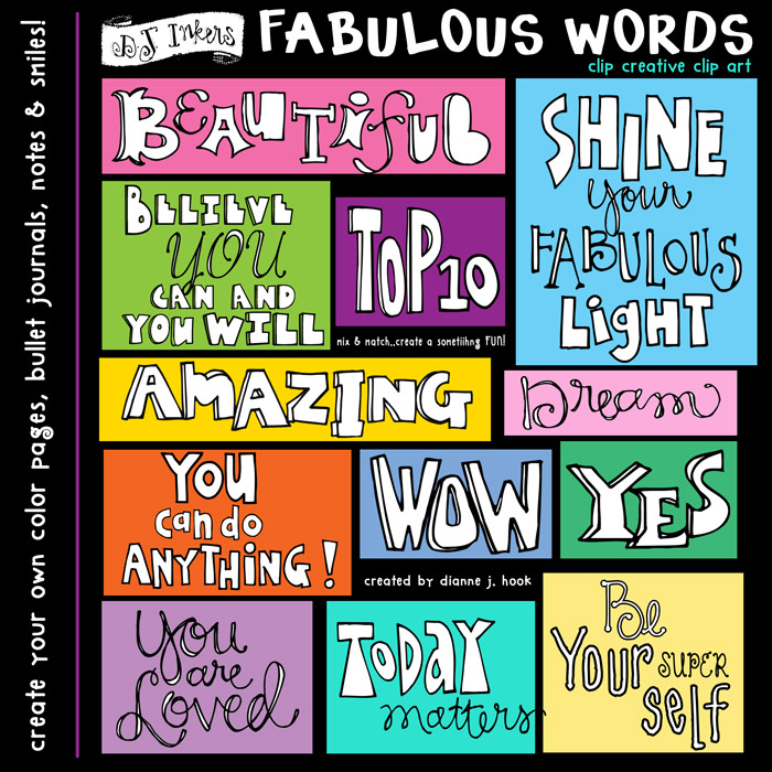 Fabulous clip art words and sayings to share a smile by DJ Inkers