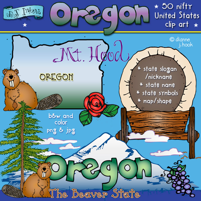 Oregon USA - State Symbols Clip Art Download