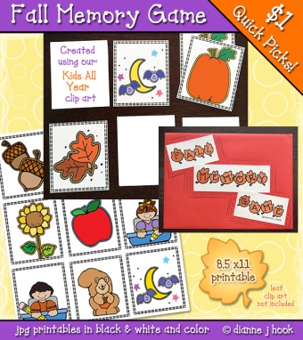 Fall Memory Game Printable Download