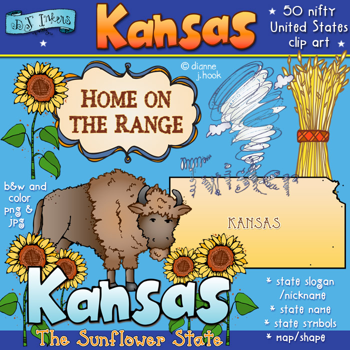 Kansas state symbols clip art by DJ Inkers