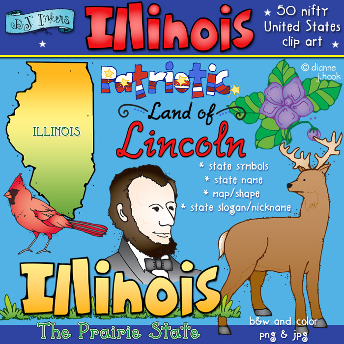 Illinois USA - State Symbols Clip Art Download