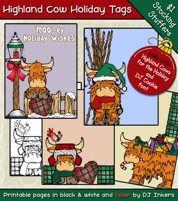 Highland Cow Holiday Note Cards Download