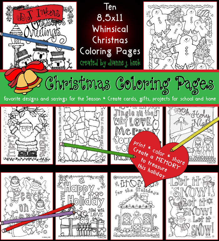 10 Whimsical Christmas Coloring Pages for holiday smiles by DJ Inkers