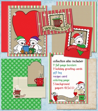 Cocoa Bear Clip Art and Holiday Printables Download