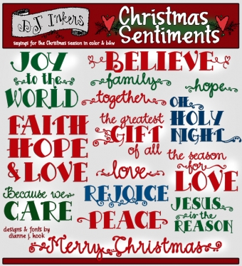 Christmas sayings and sentiments clip art for the holidays by DJ Inkers