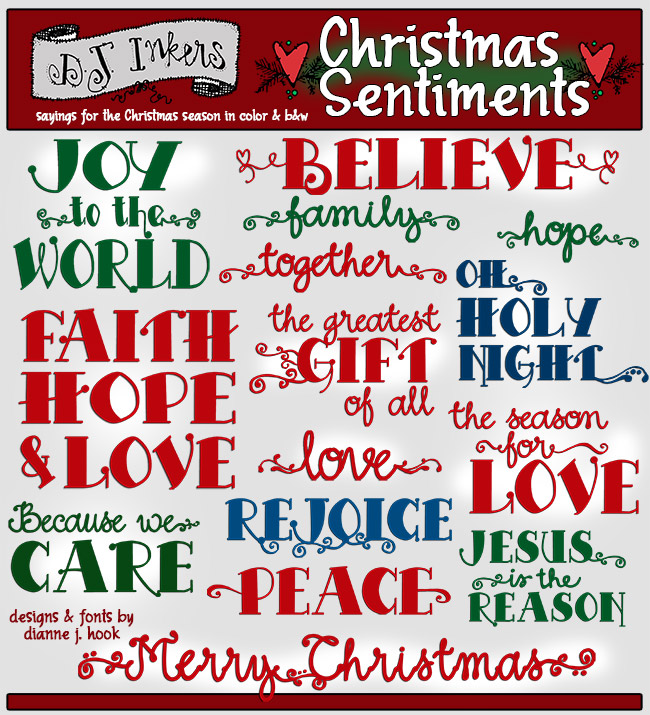Christmas Sentiments Clip Art Download