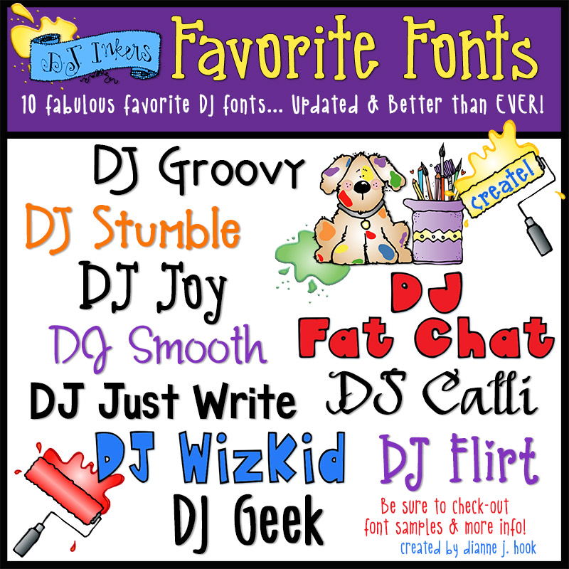 DJ's Favorite Fonts Collection - 10 Font Bundle