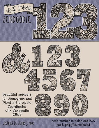 DJ Zen-Doodle Numbers Clip Art Download