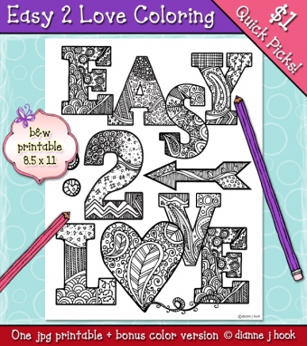 Easy 2 Love Printable Coloring Page