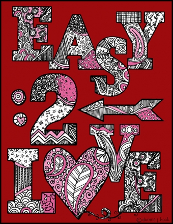 Easy 2 Love Printable Coloring Page