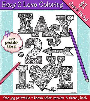 Easy 2 Love Printable Coloring Page