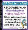 This bold block letter font by DJ Inkers is Just Write!