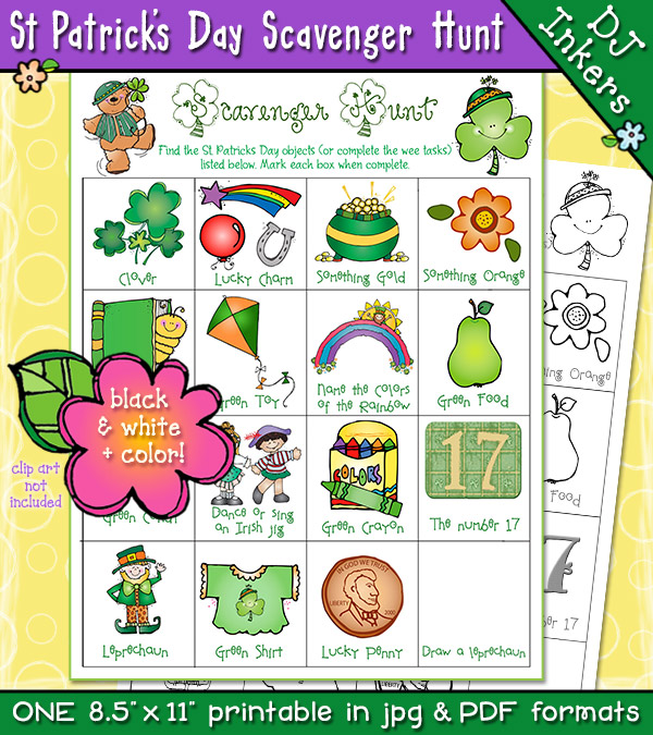 Fun St. Patrick's Day Scavenger Hunt for kids by DJ Inkers