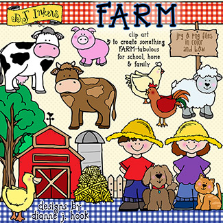 Farm Animals and Kids Clip Art Download