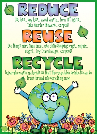 Reduce, Reuse, Recycle poster with clip art and fonts by DJ Inkers