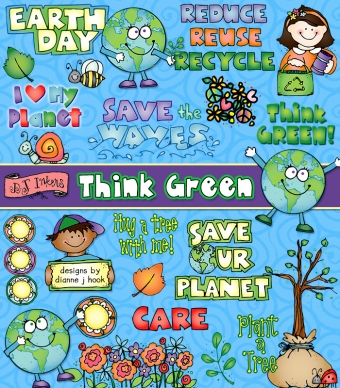 Think Green with clip art for conservation and Earth Day by DJ Inkers