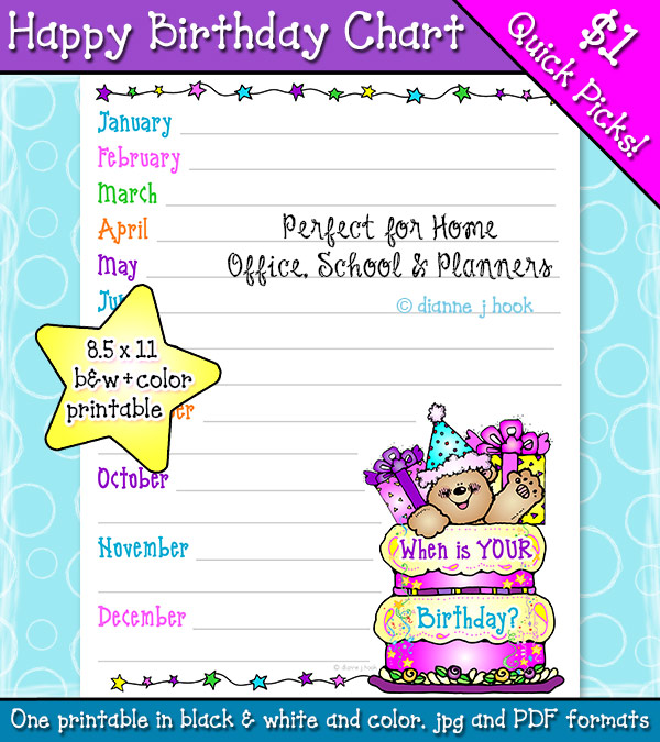 Happy Birthday Chart Printable Download