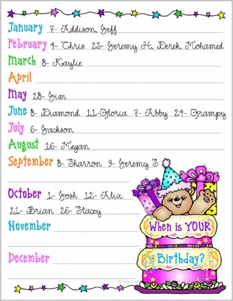 Happy Birthday Chart Printable Download