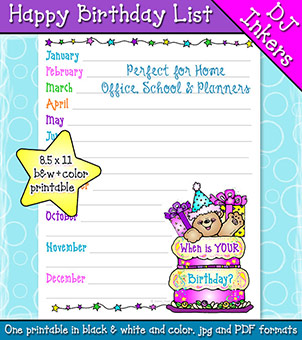 Happy Birthday List Printable Download