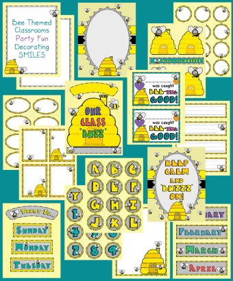 You'll BEE happy with these fun classroom or party decorations by DJ Inkers