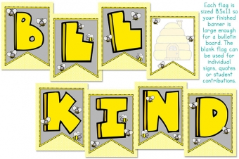 Bee Kind Banner for kids and classrooms by DJ Inkers