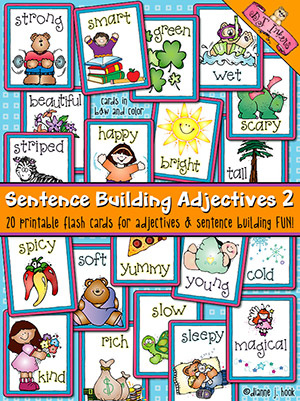Adjectives Flash Cards vol. 2 - Sentence Building, Parts of Speech