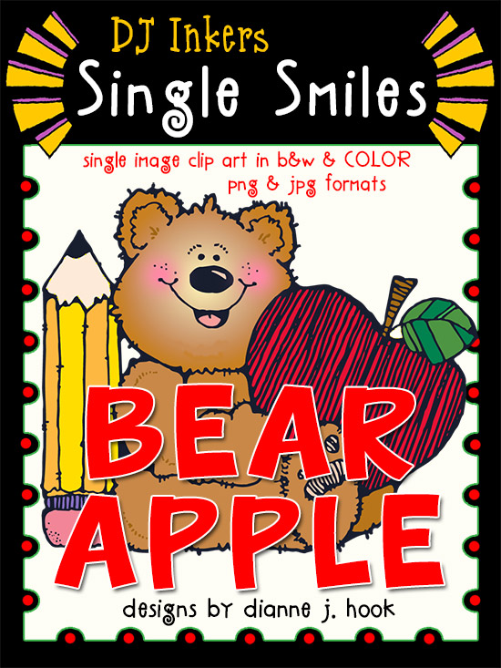 Bear Apple - Single Smiles Clip Art Image