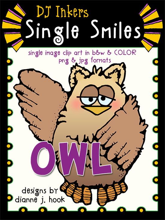 Owl - Single Smiles Clip Art Image