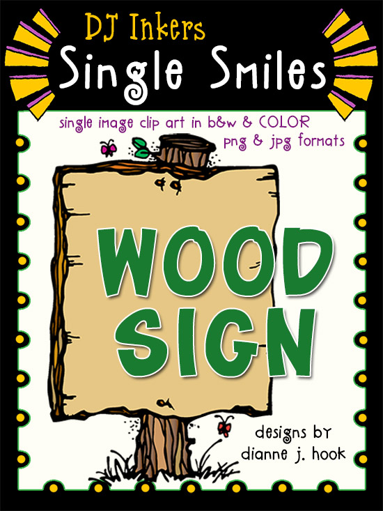 Wood Sign - Single Smiles Clip Art Image