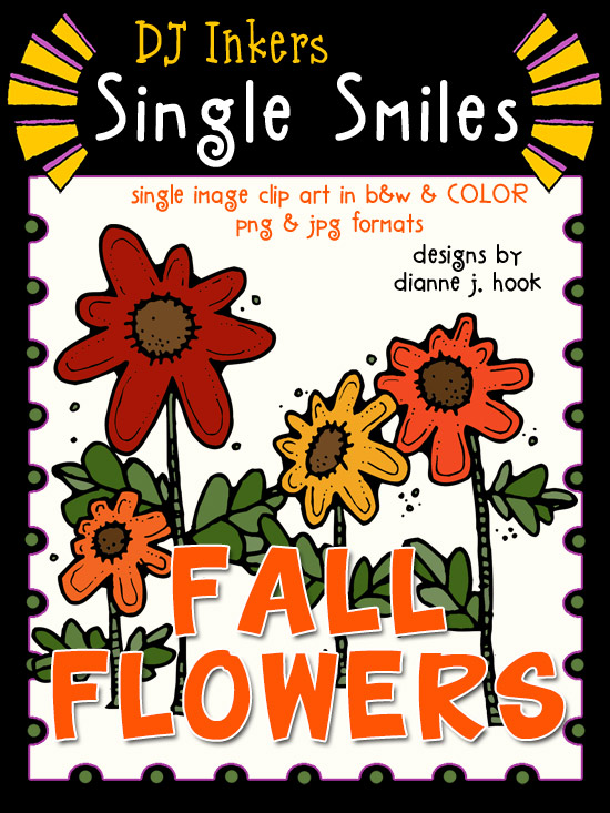 Fall Flowers - Single Smiles Clip Art Image