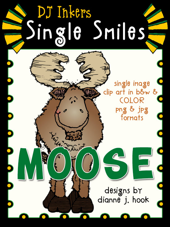 Moose - Single Smiles Clip Art Image