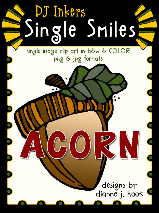Acorn - Single Smiles Clip Art Image