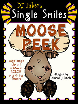 Moose Peek - Single Smiles Clip Art Image