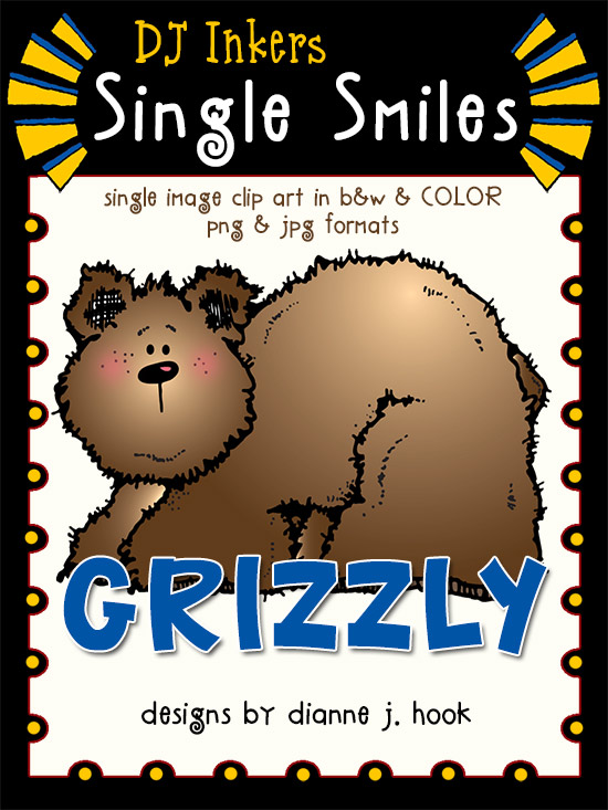 Grizzly Bear - Single Smiles Clip Art Image