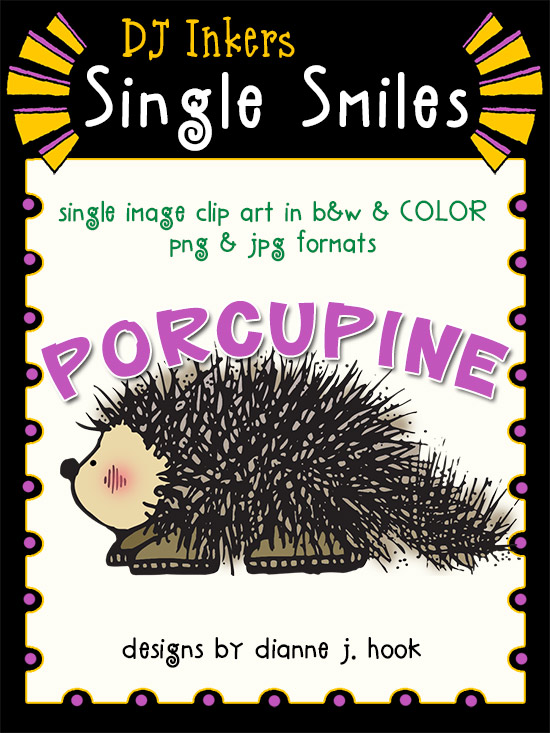 Porcupine - Single Smiles Clip Art Image