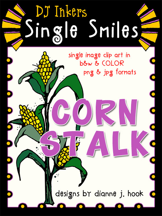 Corn Stalk - Single Smiles Clip Art Image