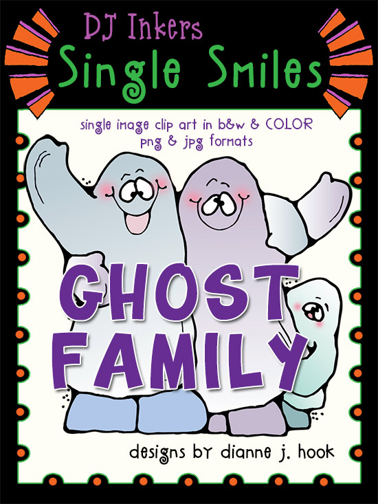 Ghost Family - Single Smiles Clip Art Image