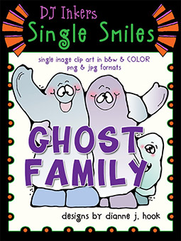 Ghost Family - Single Smiles Clip Art Image