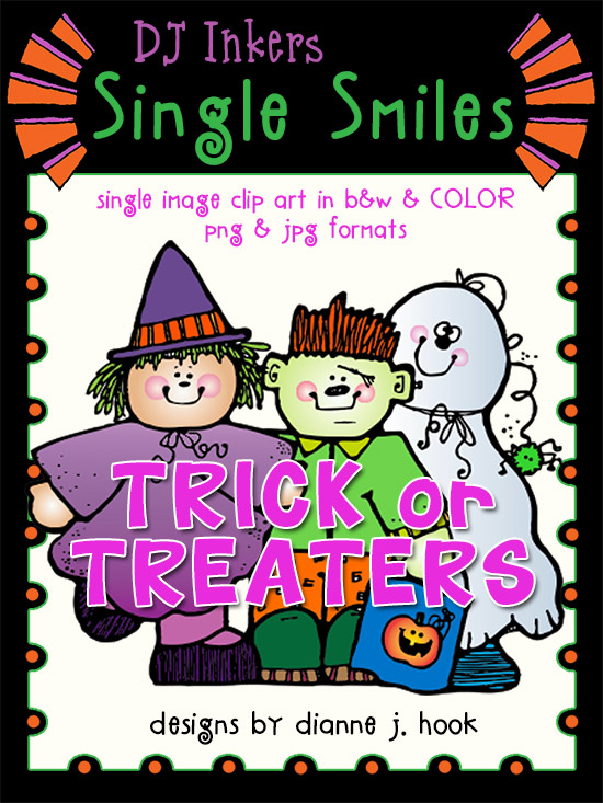 Trick or Treaters - Single Smiles Clip Art Image
