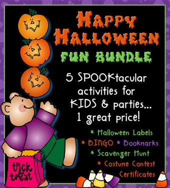 Halloween Fun Bundle - Costume Certificates, Labels, Games and Printables