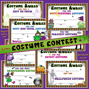 Halloween Fun Bundle - Costume Certificates, Labels, Games and Printables