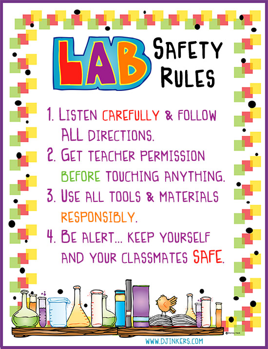 Lab safety rules made with DJ Inkers science kids clip art