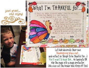 Thanksgiving Place Mat Printable Download