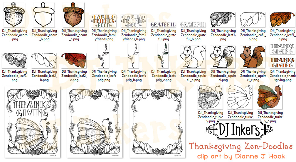 Thanksgiving Zen-Doodles Clip Art Download
