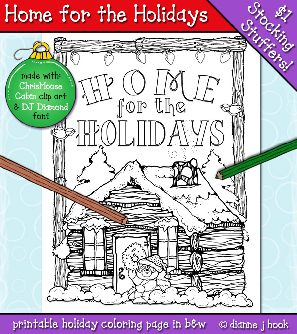 Home for the Holidays Coloring Page